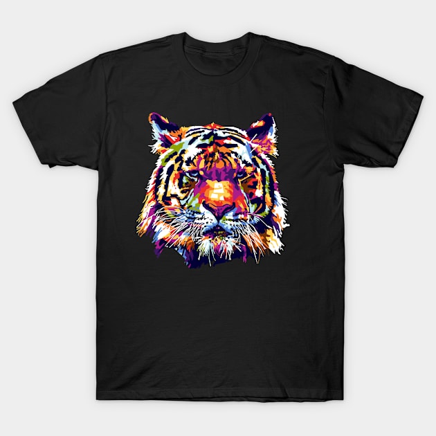 Tiger Head Pop art T-Shirt by RJWLTG